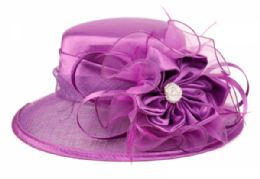12 pieces Fascinator With Big Flower Trim Lavender - Church Hats
