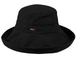 3 pieces Cotton Canvas Sun Cloche Hats Black - Sun Hats