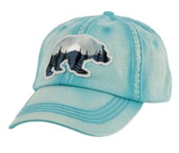 6 pieces Heavy Stitch Washed Cotton Cap With A Patch Mint - Baseball Caps & Snap Backs