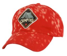 6 pieces Discharge Print 100% Cotton Baseball Caps With A Patch Red - Baseball Caps & Snap Backs