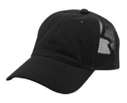 6 pieces Ponytail Washed Cotton Trucker Cap Black - Baseball Caps & Snap Backs