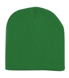 6 pieces 8" Short Solid Color Ski Beanie Hat Kelly Green - Winter Beanie Hats