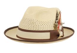 6 pieces of Richman Brothers Polybraid Fedora Hats With Grosgrain Band Assorted Natural