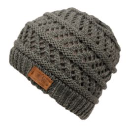 6 pieces Messy Bun Ponytail Crochet Beanie W/double Layer Lining Charcoal - Winter Beanie Hats