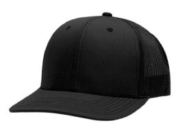 3 pieces 6-Panel Smooth Tencel Snapback Caps With Mesh Black - Baseball Caps & Snap Backs