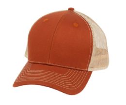 6 pieces Cotton Twill Trucker Cap With Mesh Brown/Khaki - Baseball Caps & Snap Backs