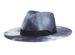 6 pieces of Wide Brim Fashion Fedora With Grosgrain Band Mix Blue