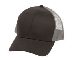 6 pieces Cotton Twill Trucker Cap With Mesh Black/Gray - Baseball Caps & Snap Backs