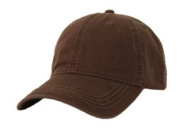 6 pieces Washed Cotton Baseball Cap With Stitch Brown - Baseball Caps & Snap Backs