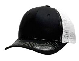 3 pieces 6-Panel Smooth Tencel Snapback Caps With Mesh Black/White - Baseball Caps & Snap Backs