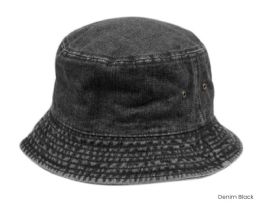 6 pieces Kids 100% Cotton Bucket Hats Denim Black - Bucket Hats