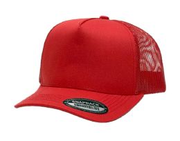 3 pieces 5-Panel Smooth Tencel Snapback Caps With Mesh Red - Baseball Caps & Snap Backs