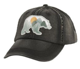 6 pieces Heavy Stitch Washed Cotton Cap With A Patch Black - Baseball Caps & Snap Backs