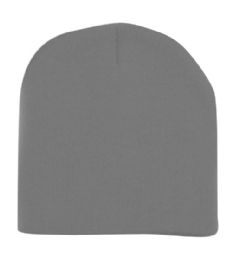 6 pieces 8" Short Solid Color Ski Beanie Hat Charcoal - Winter Beanie Hats