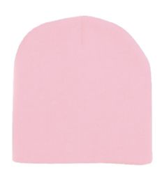 6 pieces 8" Short Solid Color Ski Beanie Hat Light Pink - Winter Beanie Hats