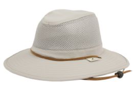 6 pieces Outdoor Safari With Mesh & Chin Cord Strap Light Gray - Sun Hats