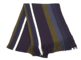 6 pieces of Men's Winter Knit Stripe Scarf Navy