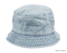 6 pieces Kids 100% Cotton Bucket Hats Denim Lt Blue - Bucket Hats