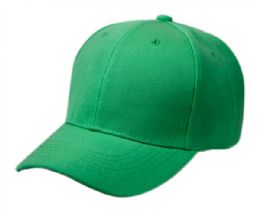 6 pieces Plain Baseball Velcro Cap Kelly Green - Baseball Caps & Snap Backs