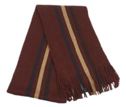 6 pieces of Men's Winter Knit Stripe Scarf Burgundy