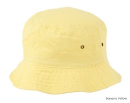 6 pieces Plain Cotton Spring/summer Bucket Hats Assorted Banana Yellow - Bucket Hats