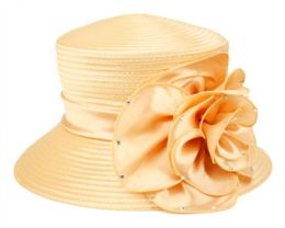 12 pieces Fascinator With Big Flower Trim Yellow - Church Hats