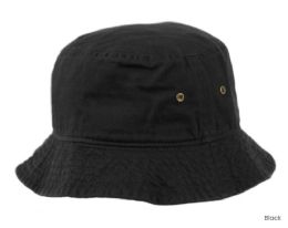 6 pieces Kids 100% Cotton Bucket Hats Black - Bucket Hats