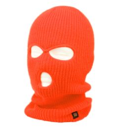 12 pieces 3 Holes Knit Winter Sports Mask Neon Orange - Unisex Ski Masks