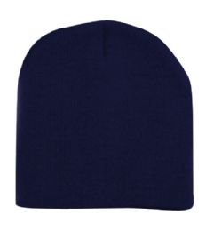 6 pieces 8" Short Solid Color Ski Beanie Hat Navy - Winter Beanie Hats