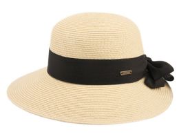 6 pieces Paper Straw Braid Cloche Hats With Grosgrain Band Natural - Sun Hats