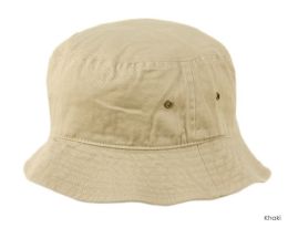 6 pieces Plain Cotton Spring/summer Bucket Hats Assorted Khaki - Bucket Hats