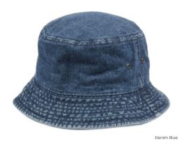 6 pieces Plain Cotton Spring/summer Bucket Hats Assorted Denim Blue - Bucket Hats