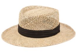 6 pieces Gambler Straw Hats With Grosgrain Band - Sun Hats