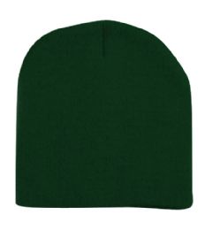 6 pieces 8" Short Solid Color Ski Beanie Hat Hunter Green - Winter Beanie Hats