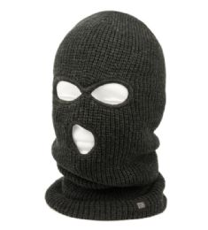 12 pieces 3 Holes Knit Winter Sports Mask Charcoal - Unisex Ski Masks