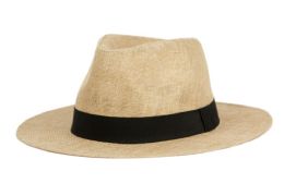 12 pieces Linen Panama Hats With Grosgrain Band Assorted - Sun Hats