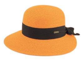 6 pieces Paper Straw Braid Cloche Hats With Grosgrain Band Orange - Sun Hats