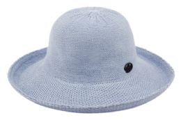6 pieces Wide Brim Sun Bucket Hats With Roll Up Edge Indigo Blue - Bucket Hats