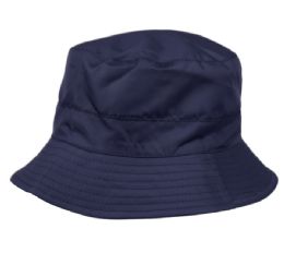 6 pieces Waterproof Packable Rain Bucket Hats W/zipper Closure Navy - Bucket Hats