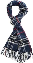 12 pieces of Plaid Soft Cashmere Feel Scarf Navy