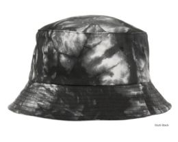 6 pieces Tie Dye Multi Color Cotton Bucket Hats Multi Black - Bucket Hats