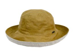 3 pieces Cotton/linen Reversible Sun Cloche Hats Mustard - Sun Hats