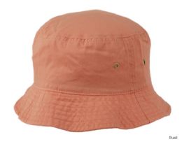 6 pieces Plain Cotton Spring/summer Bucket Hats Assorted Rust - Bucket Hats