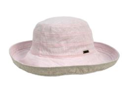 3 pieces Cotton/linen Reversible Sun Cloche Hats Indi Pink - Sun Hats