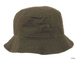 6 pieces Plain Cotton Spring/summer Bucket Hats Assorted Olive - Bucket Hats