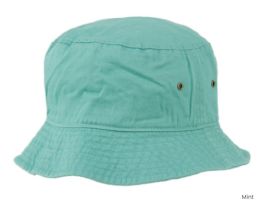 6 pieces Plain Cotton Spring/summer Bucket Hats Assorted Mint - Bucket Hats