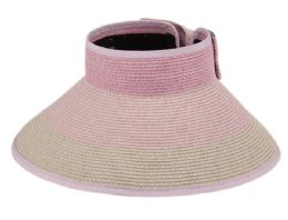 6 pieces Packable Braid Paper Straw Visor Mix Lavender - Sun Hats