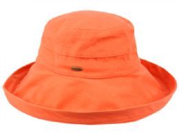 6 pieces Cotton Canvas Sun Cloche Hats Orange - Sun Hats