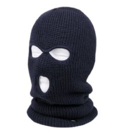 12 pieces 3 Holes Knit Winter Sports Mask Navy - Unisex Ski Masks