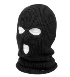 12 pieces 3 Holes Knit Winter Sports Mask Black - Unisex Ski Masks